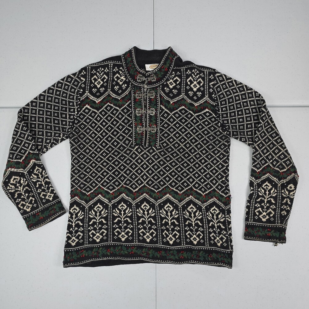 Talbots VTG 90s Wom S Nordic Metal Hook Cardigan Holiday Ugly Sweater Fair Isle